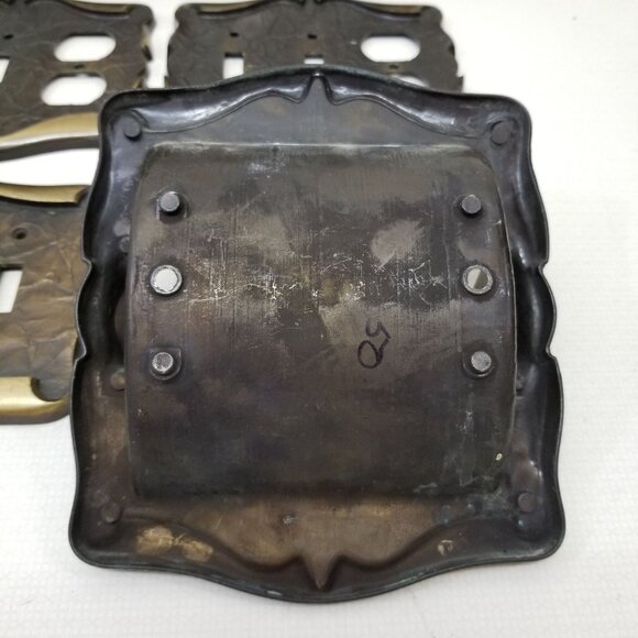 4 Pc Set Light Switch Outlet Covers Toilet Roll Dispenser Brown Gold Hammered Me - Picture 4 of 7